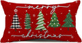 Christmas Pillow Covers 12x20 Inch, Red Green Christmas Tree Decorative Pillow Covers Winter Holiday Cushion Cases Decor for Home Couch Sofa