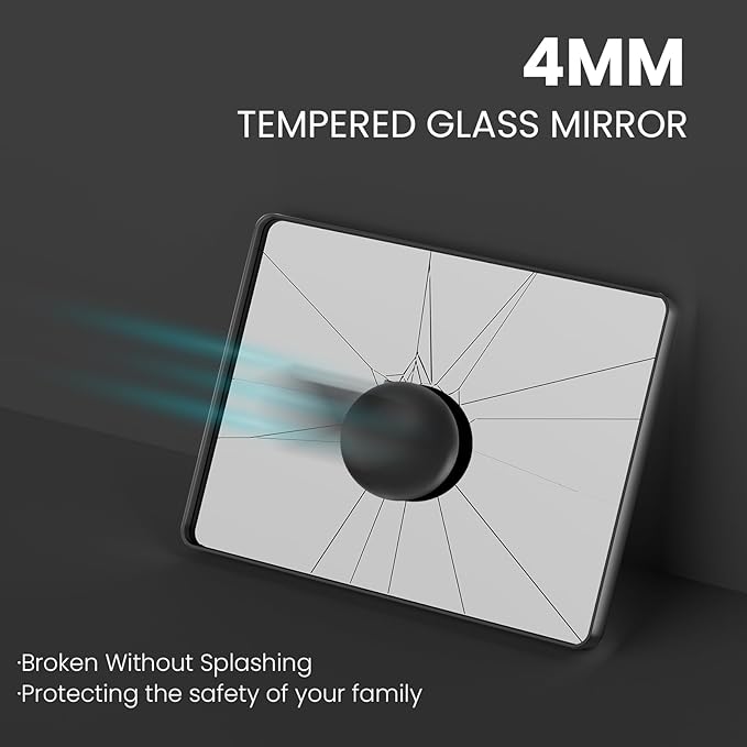Black Bathroom Mirror 60X36 Inch, Black Metal Framed Mirror for Wall, Rounded Rectangle Matte Bathroom Vanity Mirror with Tempered Glass, Anti-Rust, Horizontal/Vertical