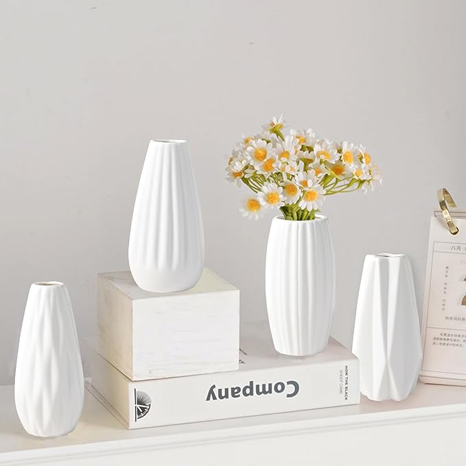 5'' White Ceramic Bud Vases Set of 20,Small Vases in Bulk for Flowers,Mini Vases for Centerpieces,Modern for Floral and Pampas Grass,Boho for Wedding,Party,Table Home Decor