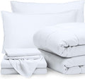 Bare Home Bed-in-A-Bag 8 Piece Comforter & Sheet Set - Split California King - Goose Down Alternative - Ultra-Soft 1800 Premium Bed Set (Split Cal King, White/White)