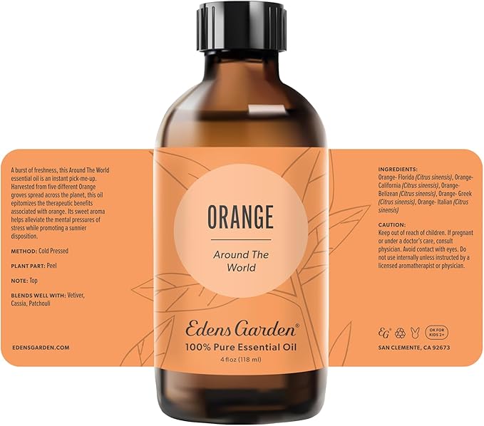 Edens Garden Orange Around The World Essential Oil- 100% Pure Premium Grade, Undiluted, Natural, Therapeutic, Aromatherapy, The Best for Diffuser, Skin, Candle, Laundry 118 ml (4 fl oz)