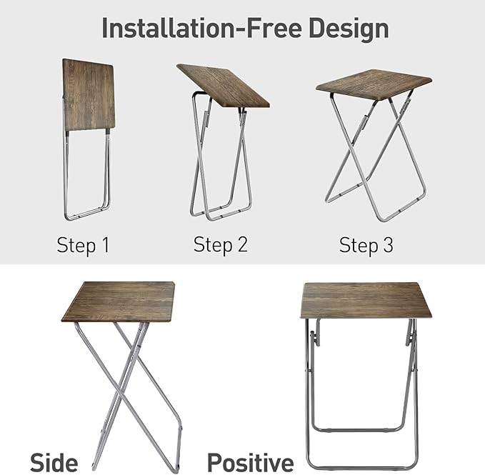 Garden 4 you Portable Folding TV Tray Table TV Dinner Tray with Sturdy MDF,Eating Trays for Living Room with No Assembly Required 15 x 18.9 x 26in (3D,1PC)