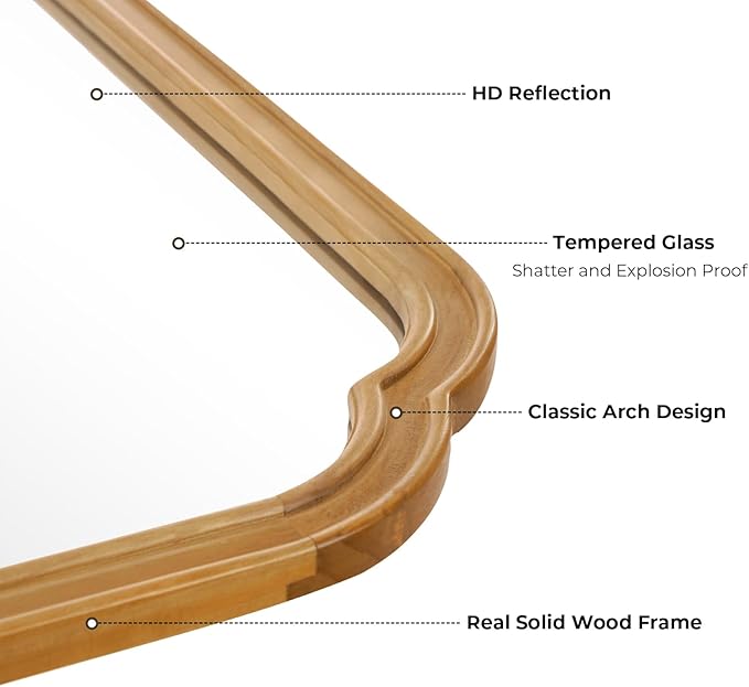 HOMECOOKIN Wood Bathroom Mirrors for Wall Mounted, 30" x 40" Rustic Wood Frame Wall Mirrors Decorative for Living Room or Bedroom Vanity Mirror (NR) B