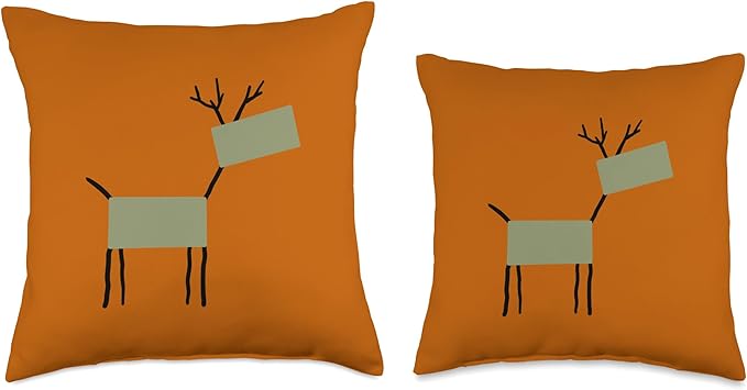 Cute Scandinavian Animals Designs Chic Deer Moose Scandinavian Elk Minimalism Reindeer Throw Pillow, 16x16, Multicolor