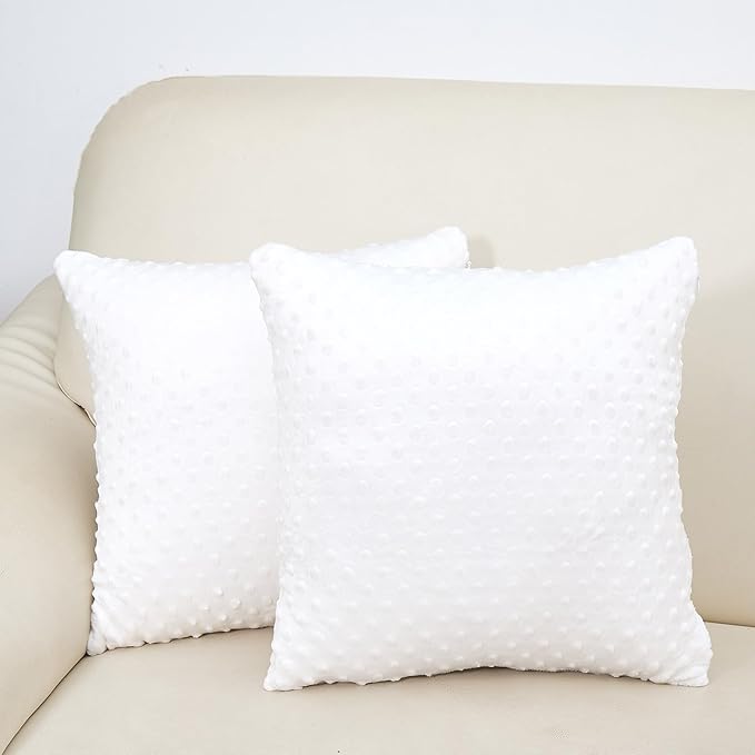 2 Packs Throw Pillow Covers, Neutral Decorative Couch Pillow Cover for Living Room Bed Sofa Rustic Farmhouse Boho Home Decor, Soft Plush Cushion Case Slipcover (White, 16"x 16")