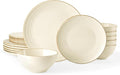 Famiware Jupiter Dinnerware Set, Plates and Bowls Dish Sets for 6 (18 Pieces), Microwave and Dishwasher Safe Stoneware Speckled Tableware, Chip and Scratch Resistant, Vanilla White