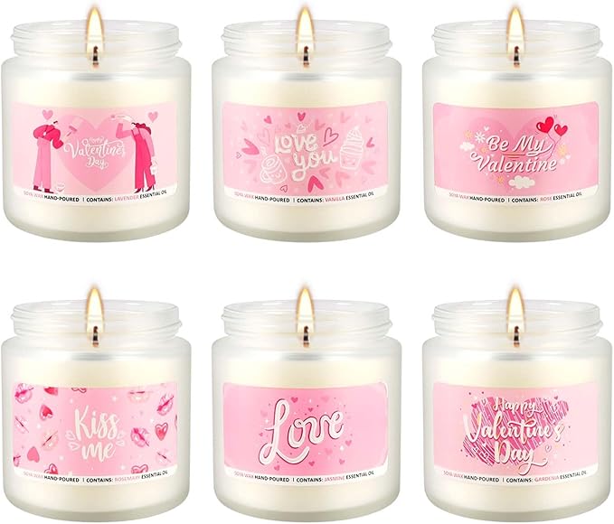 Candle Gifts,6pack Valentine's Scented Candle-Long Lasting Burning-Aromatherapy Candle for Men Husband Boyfriend,Romantic Gifts for Women, Girlfriend Wife,Mother,Home Decor,Anniversary