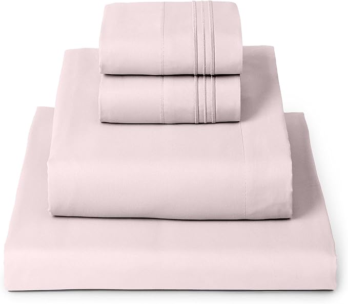 Mellanni Queen Sheets Set - 4 PC Iconic Collection Bedding - Hotel Luxury, Extra Soft, Cooling Bed Sheets - Wrinkle, Fade, Stain Resistant (Queen, Blush Pink)