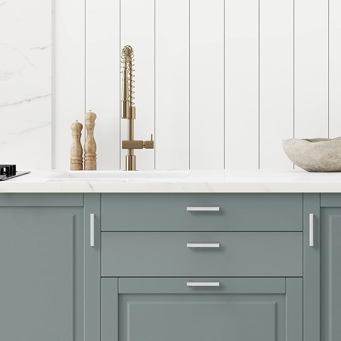 Ravinte 1 Pack Brushed Nickel Kitchen Cabinet Handles 3-1/2 Inch Cabinet Pulls Square Kitchen Hardware for Cabinet Drawer Pulls Drawer Handles Come with Screwdriver