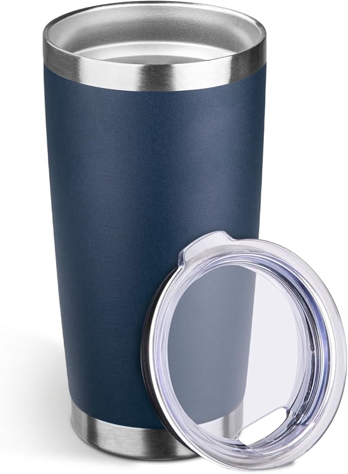 StarSpeed 20oz Tumbler Bulk with Lid, Stainless Steel Insulated Tumblers Double Wall Vacuum Insulated Travel Mug, Powder Coated Coffee Cups for Hot and Cold Drinks(Navy Blue,1)