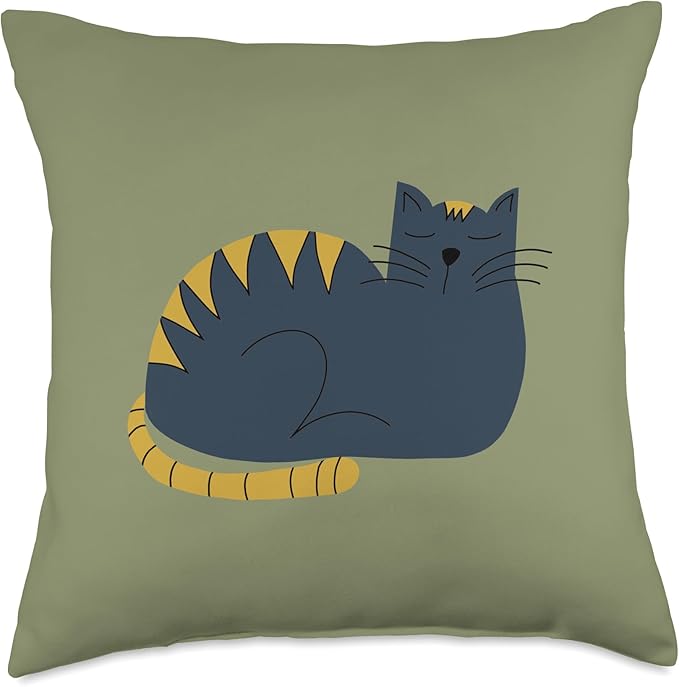 Cute Scandinavian Animals Designs Scandinavian Mom Boho Cat Khaki Throw Pillow, 18x18, Multicolor