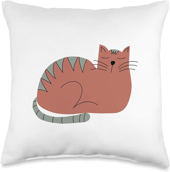 Cute Scandinavian Animals Designs Scandinavian Mom Boho Cat Throw Pillow, 16x16, Multicolor