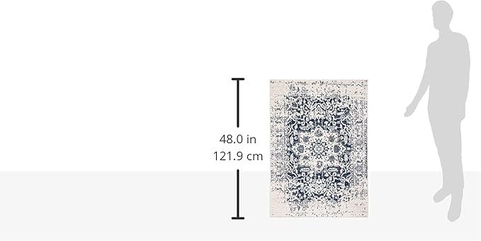SAFAVIEH Madison Collection Accent Rug - 2'3" x 4', Cream & Navy, Snowflake Medallion Distressed Design, Non-Shedding & Easy Care, Ideal for High Traffic Areas in Foyer, Living Room, Bedroom (MAD603D)