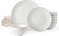 Famiware Jupiter Dinnerware Set, Plates and Bowls Dish Sets for 6 (18 Pieces), Microwave and Dishwasher Safe Stoneware Speckled Tableware, Chip and Scratch Resistant, White