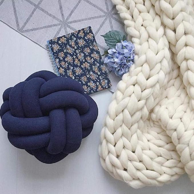 Chunky Knit Blanket Hand Made Merino Wool Throw Boho Bedroom Sofa Home Decor Giant Yarn(Ivory White 40"x40")