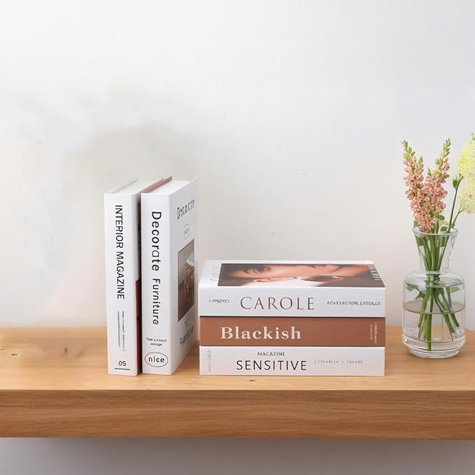 5 Pcs Fake Books for Decoration, Luyseyha Decorative Books for Coffee Table Decor, Room Decor Aesthetic, Faux Books Decor for Bookshelf, Shelf, Hollow Home Decor Books for Bedroom Room, Living Room