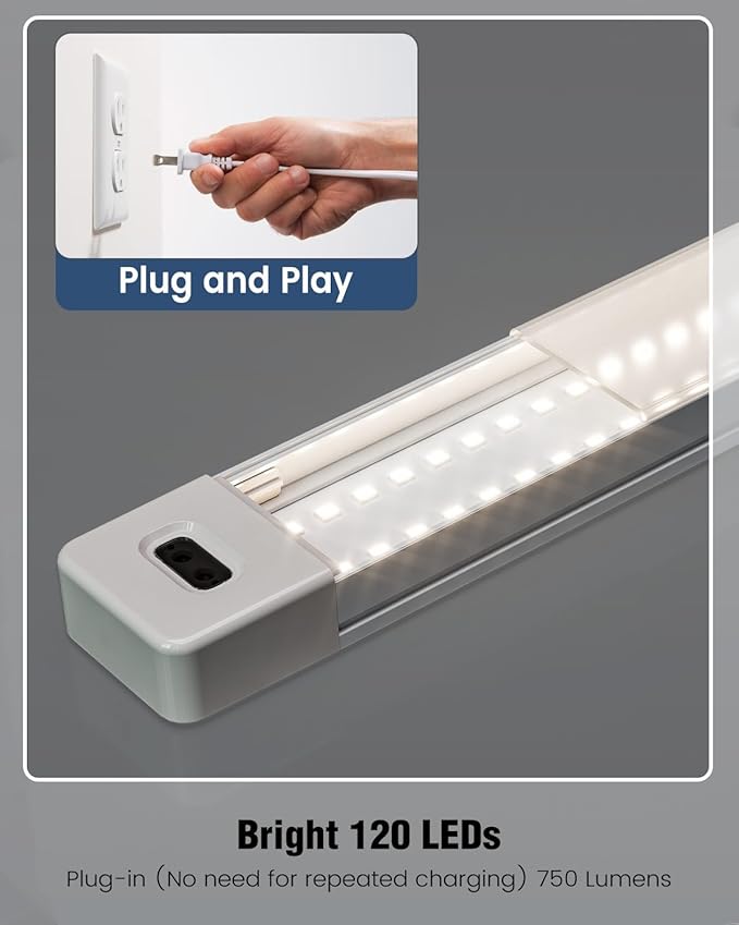 MYPLUS 36 Inch Under Cabinet Lights with Hand Wave, Under Counter Lighting 4000K Natural White,Dimmable,Plug and Play,LED Lights for Kitchen Cabinet, Cupboard, Closet, Desk