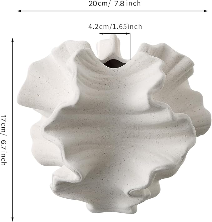 BUICCE Off White Ceramic Coral Vase for Pampas Grass Decor Modern Decorative Dandelion Vase for Flower Home Office Living Room Table Centerpieces.