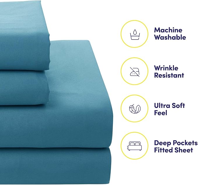 Sweet Home Collection 7 Piece Comforter Set Bag Solid Color All Season Soft Down Alternative Blanket & Luxurious Microfiber Bed Sheets, Marino, Twin