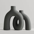 Hug Donut Decorative Vase Set - Dark Gray Modern Minimalism Industrial Style Vases Home Decor, Matte Ceramic Decorations for Living Room Shelf, Bookshelf Mantle Entryway Table or Console Décor(Gray)