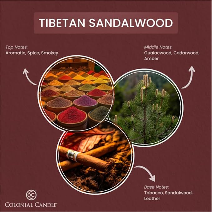 Colonial Candle Tibetan Sandalwood Scented Jar Candle, 2 Wick, 3.5 oz, Mottled Wax Candle (Pack of 4)