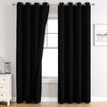 ChrisDowa 100% Blackout Curtains 102 inch Long for Bedroom with Black Liner, 2 Thick Layers Total Blackout Thermal Insulated Grommet Window Curtains 2 Panels Set (Black, 52 x 102 Inch)