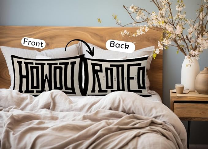 Western Pillow Cover, 12x20, Howdy, This Ain't My First Rodeo, Farmhouse, Southwestern, Ranch (Gray) for One