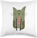 Cute Scandinavian Animals Designs Mom Scandinavian Lover Boho Cats Green Throw Pillow, 16x16, Multicolor
