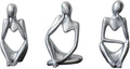 Thinker Statue Decor, Abstract Resin Sculpture – Modern Art Figurine for Home, Office, Bookshelf, Desk Decoration | Meaningful Housewarming, Birthday, Graduation Gift (Silver)