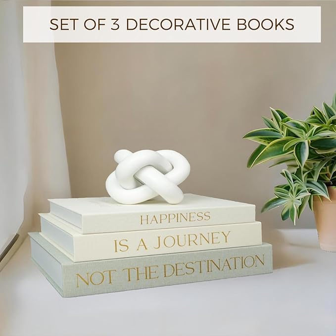 Set of 3 Linen Decorative Books for Home Decor,Modern Faux Decor Book Stack for Decoration,Aesthetic Books for Coffee Table/Bookshelf/Mantel Decor,Photo Storage or Keepsake Box for Decor