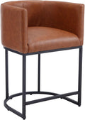 Modern Counter Height PU Leather Upholstered Bar Stool, 24" Kitchen Counter Island Stools Bar Chairs with Black Metal Frame, Brown