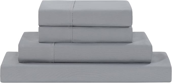 Modern Threads Soft Microfiber Solid Sheets - Luxurious Microfiber Bed Sheets - Includes Flat Sheet, Fitted Sheet with Deep Pockets, & Pillowcases Stone Full