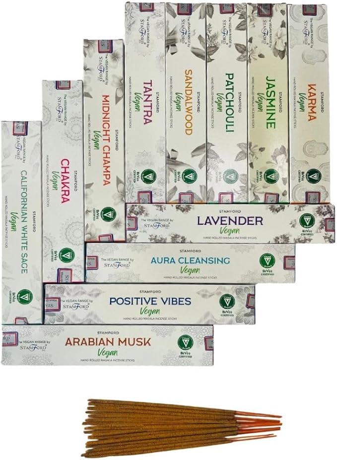 Stamford Masala Vegan Incense Sticks Variery Pack - 180 Incense Sticks | Exclusive Vegan Range Collection | Best for Meditation,Yoga,Aroma Therapy, Relaxation