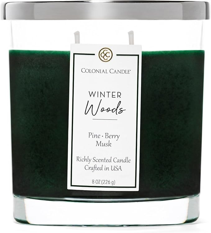 Colonial Candle Winter Woods Scented Candle Jar, Highly Fragranced Candles for Home Scented, Mottled Wax Candle, 2 Wick, 8 oz - Made in The USA