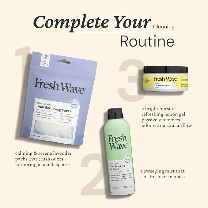 Fresh Wave Lavender Odor Eliminating & Deodorizing Packs | Bag of 6 | Safer Odor Relief for Small Spaces | Natural Plant-Based Odor Eliminator | Odor Absorbers for Home