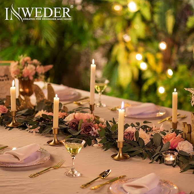 Gold Taper Candle Holder Vintage: Small Candle Sticks Holder Decor Brass Candlestick Holders for Home Dinning Table Wedding Centerpiece Holiday Party Chrismas Mantel Set of 6