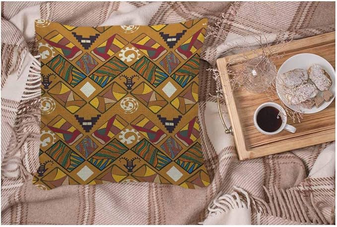 WONDERTIFY Pillow Cover Tribal Abstract Texture in The African Style Raster Copy - Soft Linen Pillow Case for Decorative Bedroom/Livingroom/Sofa/Farm House - Cushion Covers 18x18 Inch