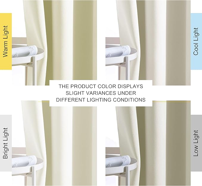 NICETOWN Bedroom Room Darkening Curtains - Triple Weave Grommet Top Thermal Insulated Solid Energy Saving Panels/Drapes for Villa/Hall, Beige, 1 Pair, 52 inches by 95 Inch
