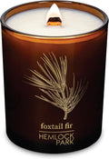 Hemlock Park Amber & Gold Wood Wick Candle Handcrafted with Natural Coconut Wax (Standard 7.2 oz, Foxtail Fir)