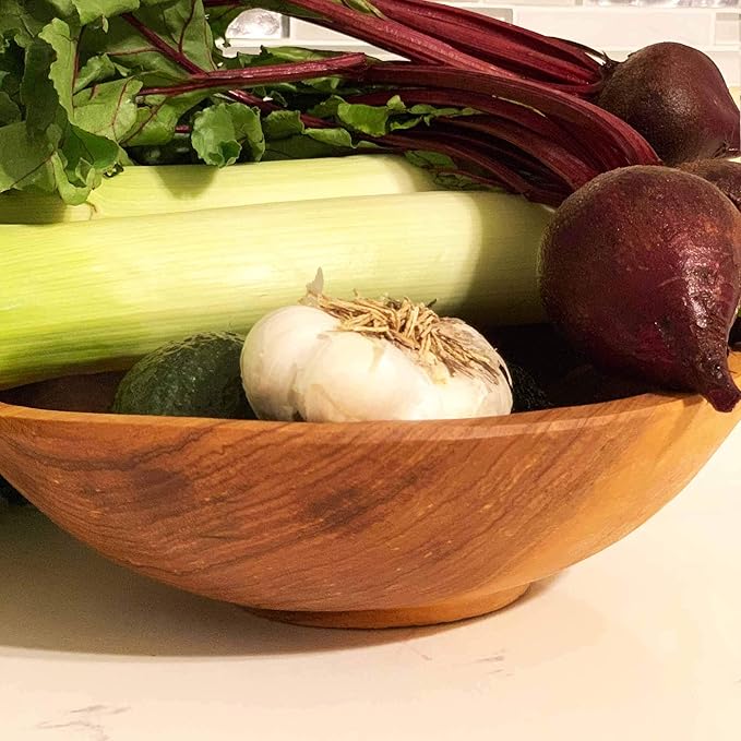 Global Crafts 9 Inch Hand-Carved Olive Wood Bowl, Uniquely Crafted in Kenya, Slight Variation Due to Handmade Nature