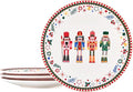 Bico Christmas Soldier Dinner Plates Set of 4, 11 Inch Large Ceramic Plates for Pasta, Steak, Stylish Serving Dishes, Microwave and Dishwasher Safe, Gift for Housewarming and Christmas