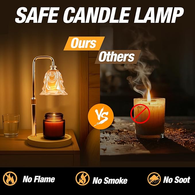 Candle Warmer Lamp with Timer and Dimmer, Electric Wax Warmers for Scented Candles with 5 Brightness Settings, Anti-Glare Lamp with Adjustable Height, Home Decor, Gift for Christmas, Birthday