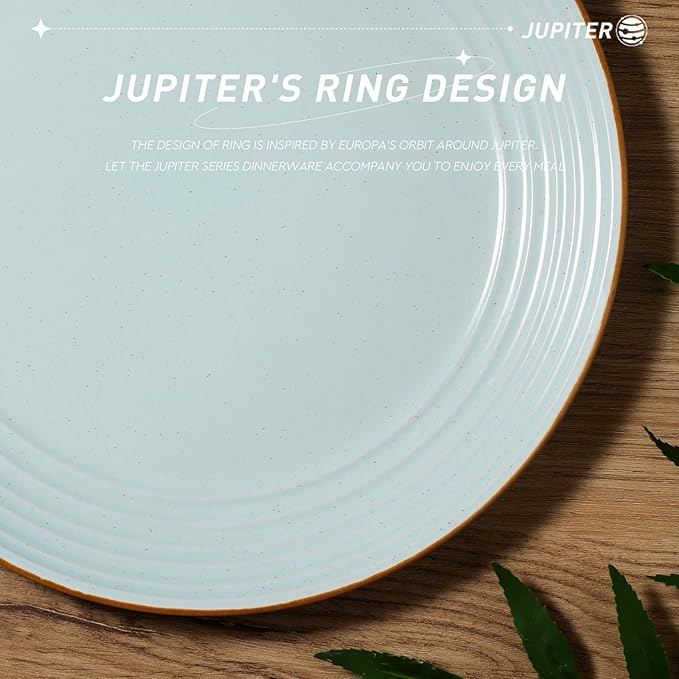 famiware Jupiter Dinner Plates Set of 6, 10.5 Inch Plate Sets, Microwave and Dishwasher Safe, Scratch Resistant, Kitchen Plates Perfect Serving Dishes, Light Blue