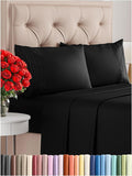 King Size 4 Piece Sheet Set - Comfy Breathable & Cooling Bed Sheets Set - Hotel Luxury Bedding for Women, Men, Kids, Teens, Boys & Girls - Deep Pockets, Ultra-Soft and Wrinkle Free - Oeko-Tex - Black