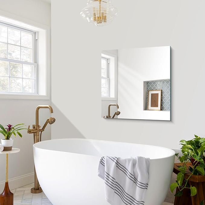 Frameless Mirror, 30x30 inch Square Bathroom Mirrors for Wall, Upgraded Shatterproof Vanity Mirror Over Sink with Polished Edge for Bathroom,Bedroom,Living Room and Entryway