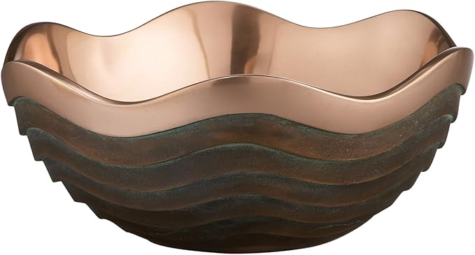 nambe Copper Canyon Bowl | 10-Inch Fruit Bowl for Kitchen Counter, Table, Mantel Décor | Decorative Scalloped Edge Vegetable Basket | Salad Serving Bowl | 2.5 Quart