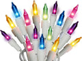 Holiday Pride Easter String Lights - 100 Count Mini Easter Lights String on White Wire (24 Ft) - Indoor/Outdoor Use - UL Listed - Static & Blinking Modes - Connectable