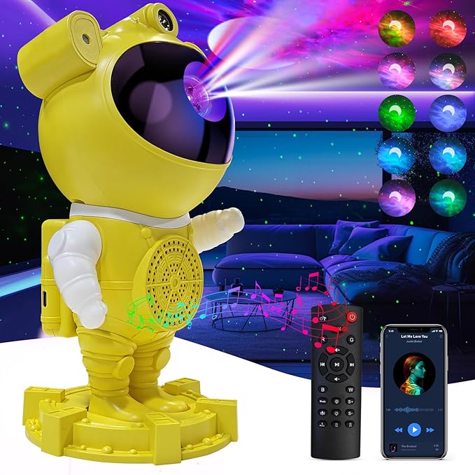 Galaxy Projector Night Light Astronaut-Star Projector, Bluetooth Speaker, White Noise,Nebula Star and Moon Galaxy Lights for Bedroom with Timer,360° Adjustable with Remote, Starry Galaxy Projector