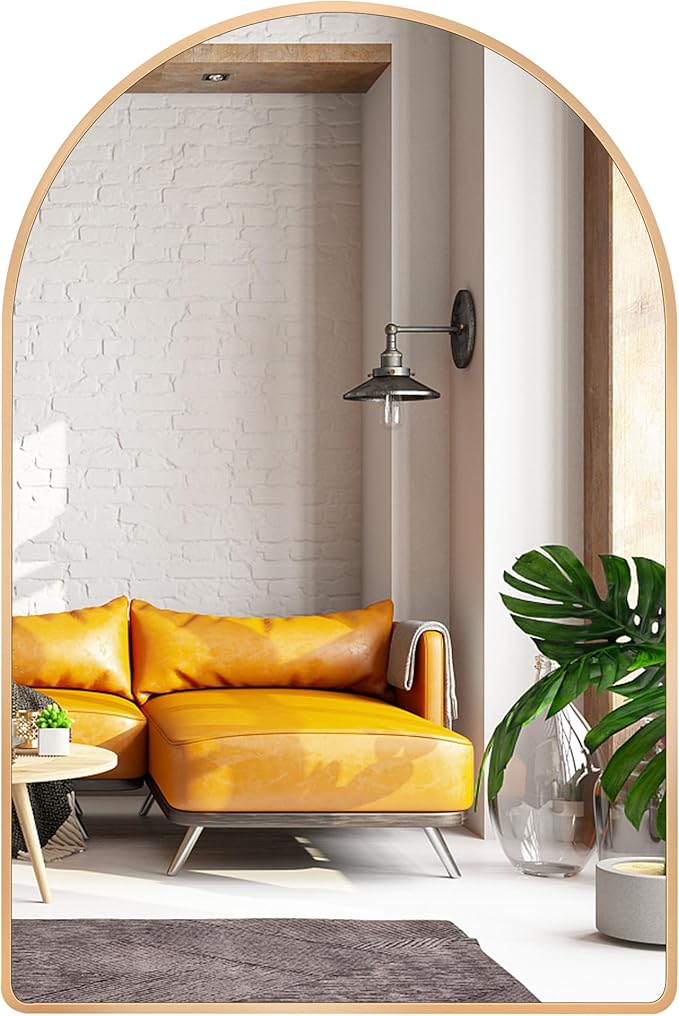 20x28 inch Gold Arched Mirror for Bathroom Vanity Mirror or Wall Decor Arch Mirror Brushed Metal Frame Wall Mounted Mirror for Bathroom LivingRoom Bedroom Entryway