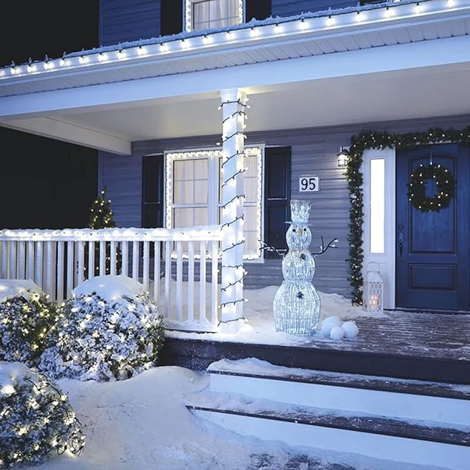 Dazzle Bright White C9 Christmas Lights Outdoor, 50 LED 33ft Waterproof Green Wire String Lights, Indoor Outdoor Fairy Lights for Christmas Tree, Xmas Yard, Party, Wedding House Decorations